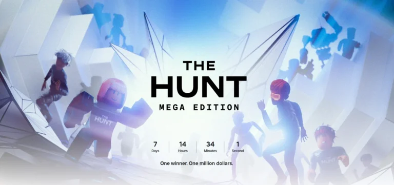 Poster resmi kompetisi Roblox The Hunt Mega Edition 2025 dengan hadiah $1 juta